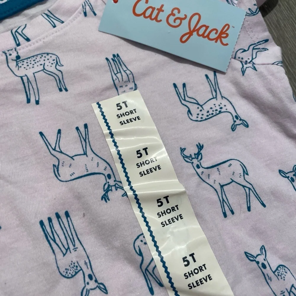 Cat & Jack Kids' Light Pink Deer Pattern T-Shirt